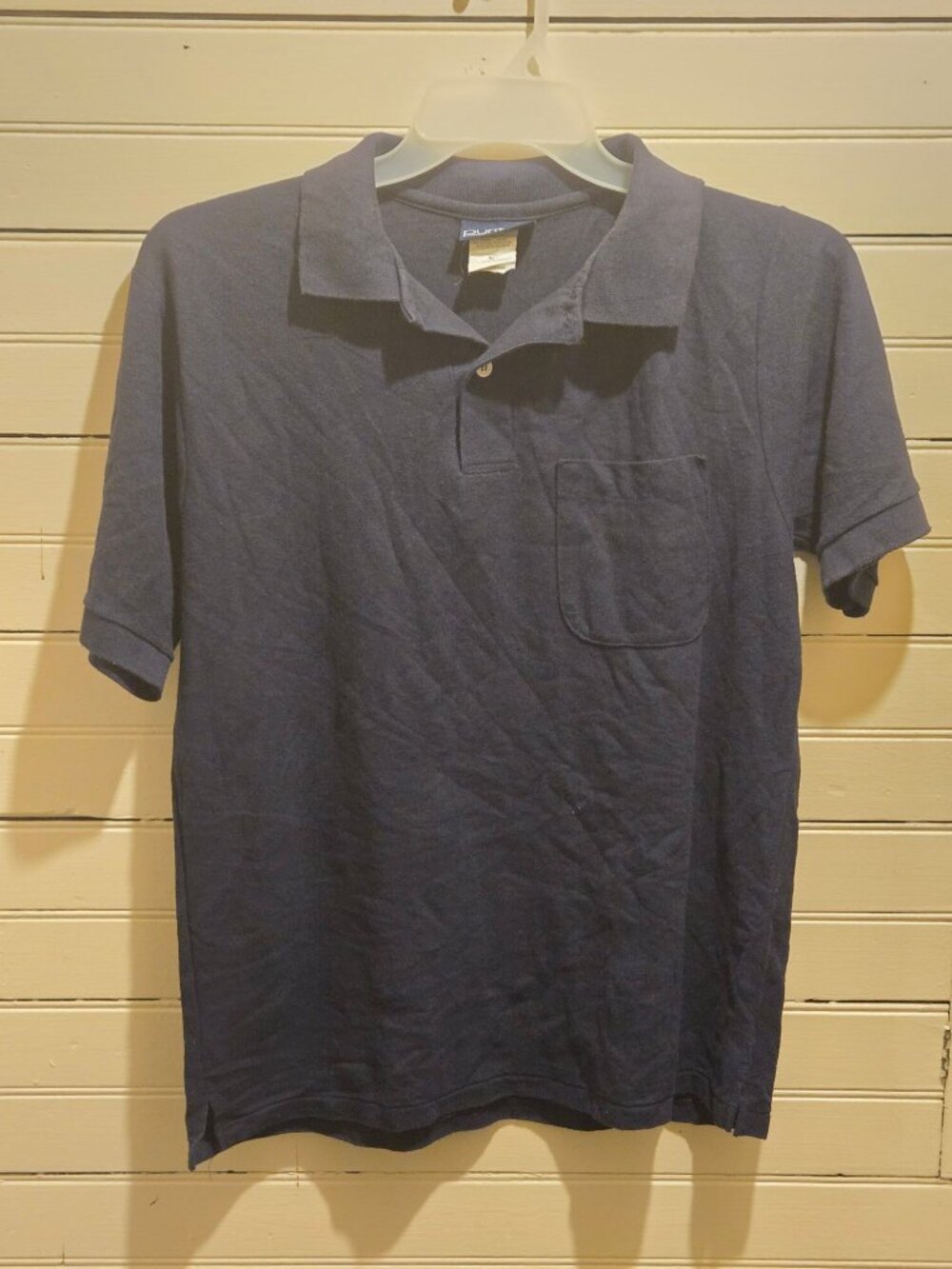 Puritan Polo Shirt Mens M Navy Short Sleeve Cotton Blend Pocket Collared Classic